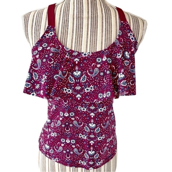 ARIZONA Jean Co tankini top,size M,shelf bra w/removable light padding, EUC - Picture 2 of 5